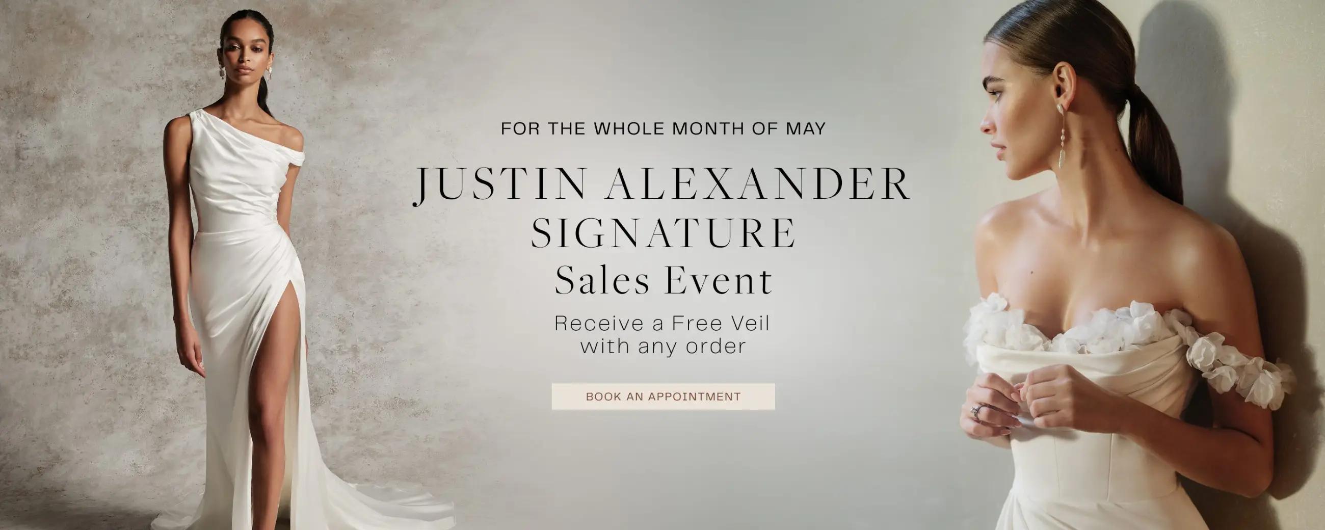 Justin Alexander Signature Sales Event Banner