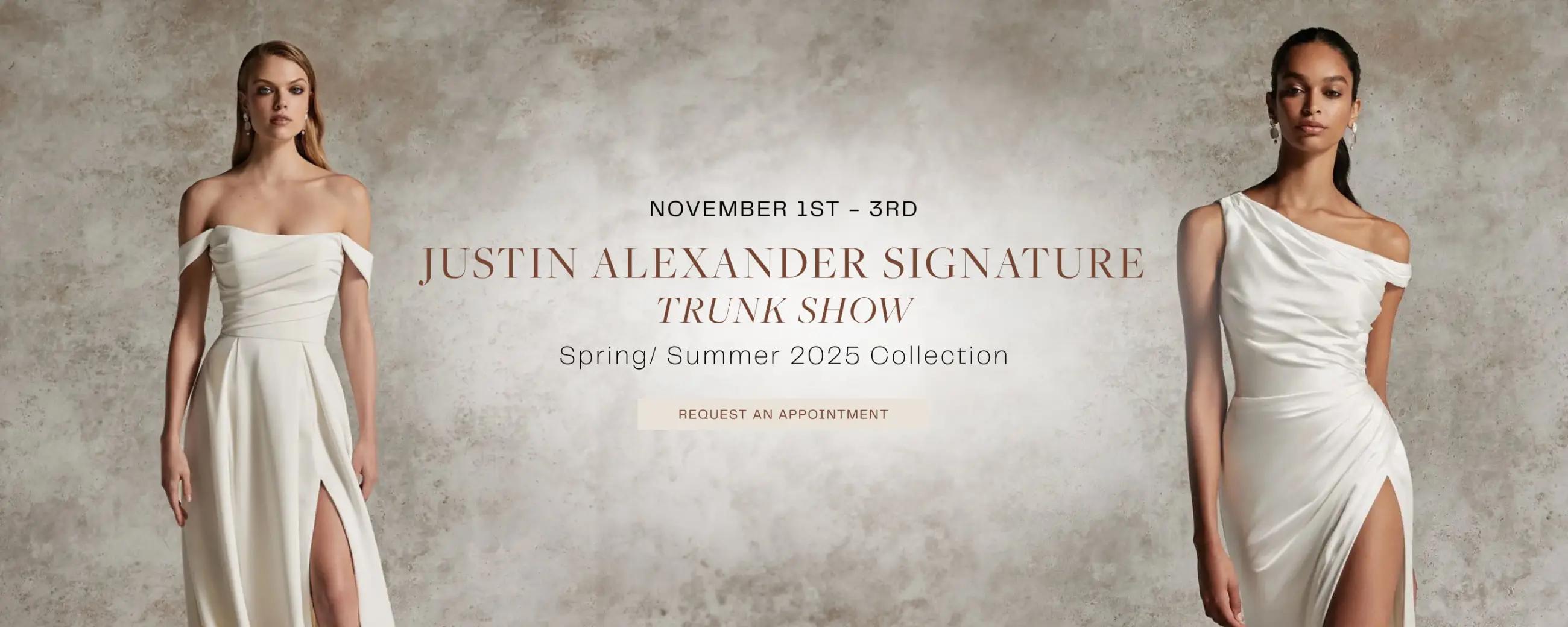 Justin Alexander Trunk Show Banner for Desktop