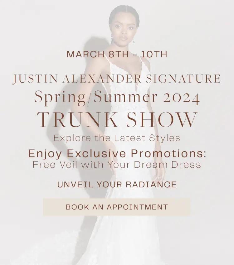 Mobile  Justin Alexander Signature Spring Summer 2024 Trunk Show Banner