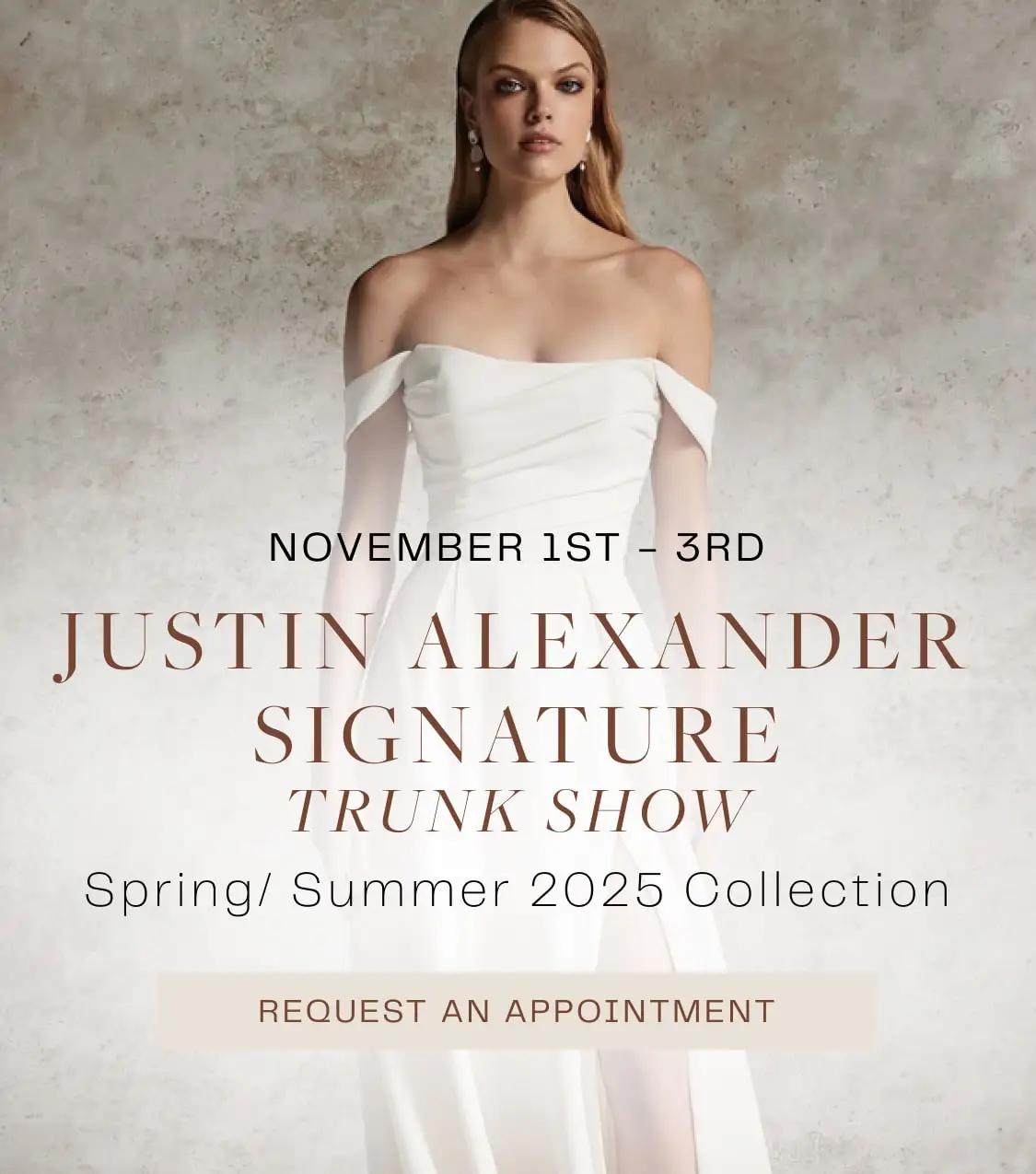 Justin Alexander Trunk Show Banner for Mobile